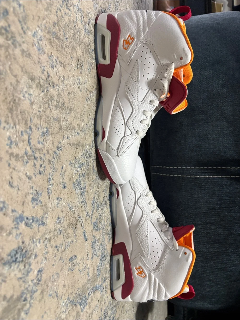 Jordan White Red Orange Retro High-Top Sneakers